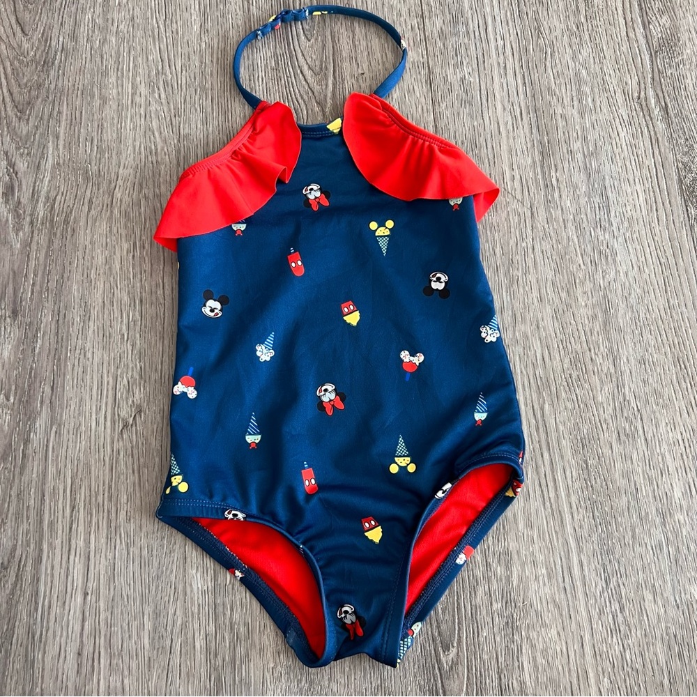 Disney Girls Swimsuit Sz 5-6 Ice Cream Minnie & Mickey Mouse